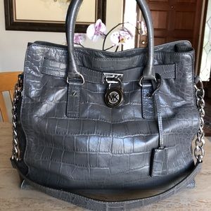 🌹MICHAEL KORS XL Embossed Leather Tote Overnight And Travel Bag!